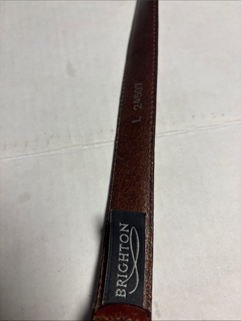 Vintage Brighton Brown Leather Belt with Decorative Silver-Tone Buckle - Picture 2 of 3